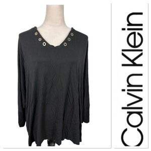Calvin Klein Black top with grommets size 2X